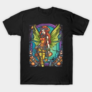 Steampunk Fairy Graffiti Neon T-Shirt